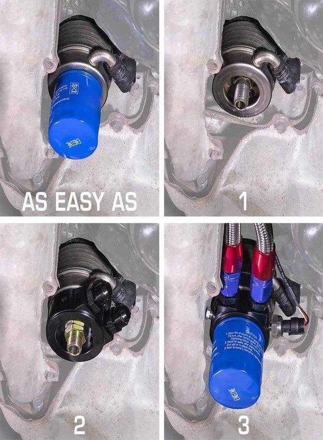 GlowShift Oil Cooler Sandwich Plate Thread Adapter - 20mm x 1.5 Thread - Install Oil Pressure & Temperature Sensors - Includes O-Ring, Port Plugs & Oil Feed/Return Line Fittings - Image 3