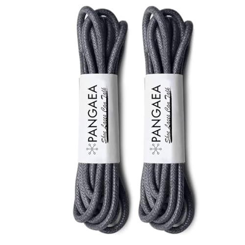 PANGAEA [4 Laces] 2-Pair Pack Waxed Round Oxford Shoe Laces for Dress Shoes Chukka 3/32Inch Thin(#07 Dark Gray,26in (66cm)) - Image 4