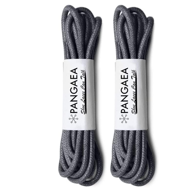 PANGAEA [4 Laces] 2-Pair Pack Waxed Round Oxford Shoe Laces for Dress Shoes Chukka 3/32Inch Thin(#07 Dark Gray,26in (66cm)) - Image 2