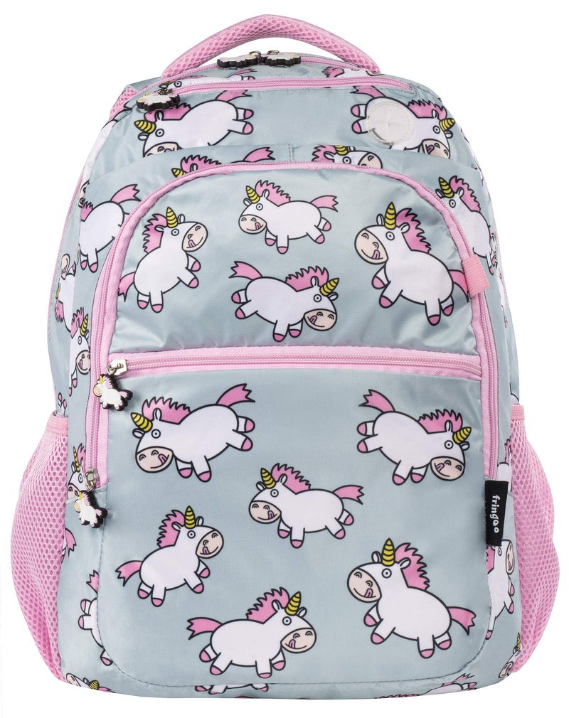 Fringoo Boys Girls School Backpack Multi-Compartment Waterproof Junior Travel Luggage Rucksack Unicorn Bag, Chubby Unicorn, M, Rucksack Backpacks - Image 1