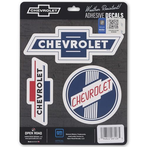 Open Road Brands Chevrolet Bowtie Logo Adhesive Vinyl Decals - Vintage Set of Chevrolet Stickers for Car, Window, Water Bottle or Laptop - Image 1