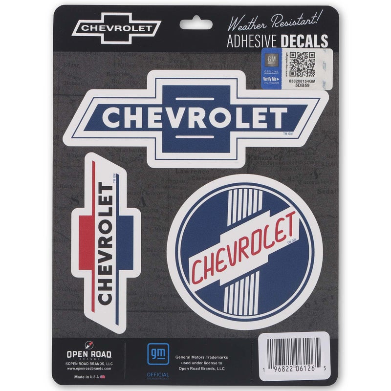 Open Road Brands Chevrolet Bowtie Logo Adhesive Vinyl Decals - Vintage Set of Chevrolet Stickers for Car, Window, Water Bottle or Laptop - Image 5