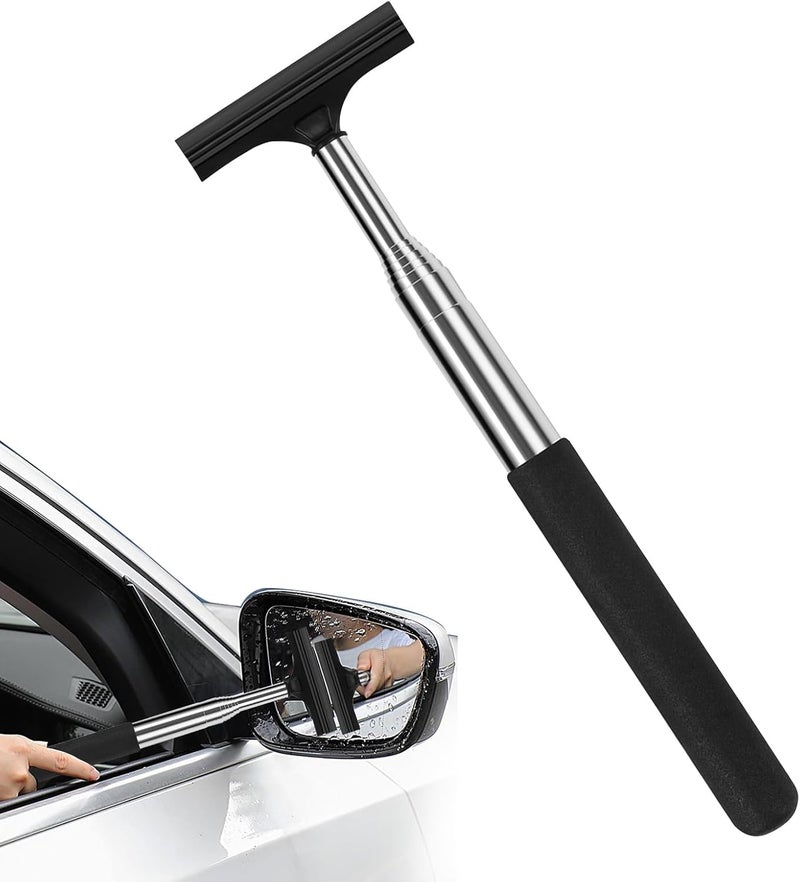 SNSYGN Car Rearview Mirror Wiper - Retractable Auto Glass Squeegee for All Vehicles (Black) - Image 1