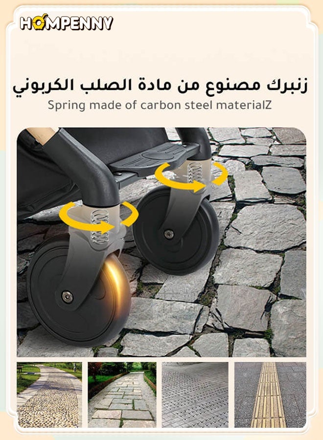 هومبيني عربة أطفال خفيفة الوزن مع حامل كوب | مناسبة للطائرة | نظام امتصاص صدمات ممتاز | مظلة كبيرة ومقعد واسع | حزام أمان بخمس نقاط | سلة تخزين كبيرة | طي سريع بنقرة واحدة | مناسبة من عمر 0-36 شهرًا | أسود - Image 5