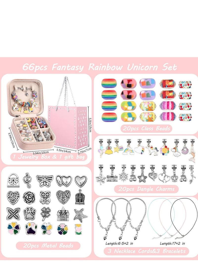 Beauenty Charm Bracelet Making Kit Girls Beads for Jewelry Making Kit, Unicorns Arts Crafts Gifts Set for Teen Girls Age 5 6 7 8-12, with a Portable Bracelet Organizer Box - Image 2