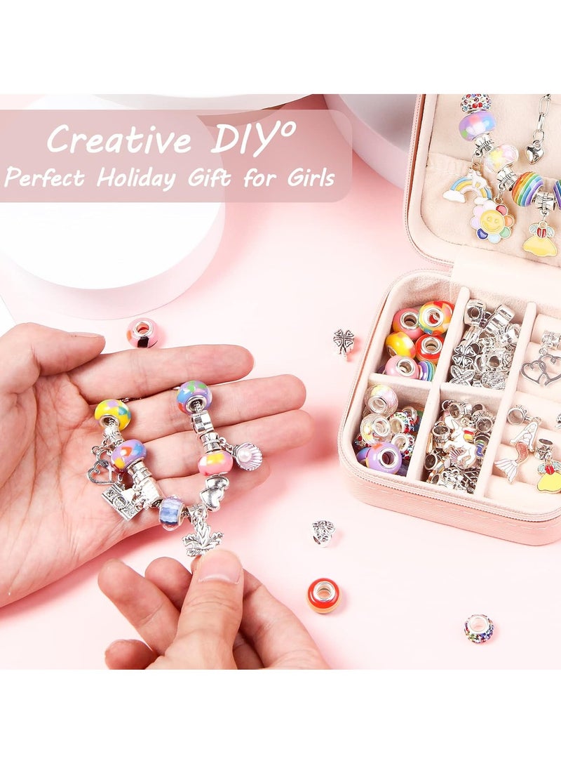 Beauenty Charm Bracelet Making Kit Girls Beads for Jewelry Making Kit, Unicorns Arts Crafts Gifts Set for Teen Girls Age 5 6 7 8-12, with a Portable Bracelet Organizer Box - Image 3