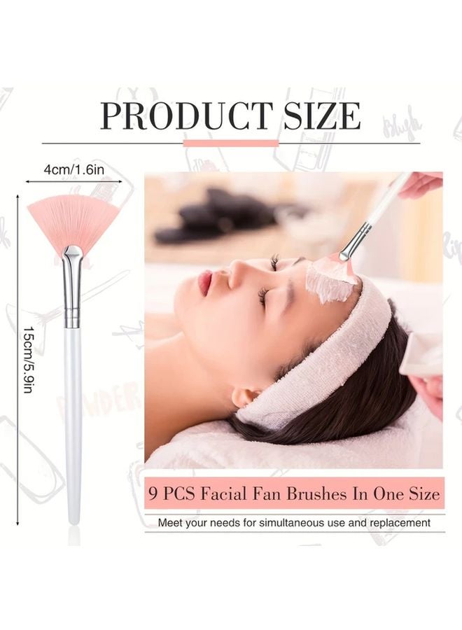 15 قطعة من فرشاة المكياج على شكل مروحة وردية لتطبيق قناع الوجه لطينة كريم السبا - Image 5