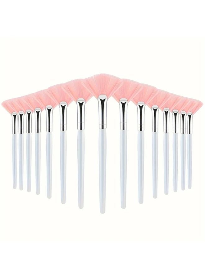 15 قطعة من فرشاة المكياج على شكل مروحة وردية لتطبيق قناع الوجه لطينة كريم السبا - Image 1