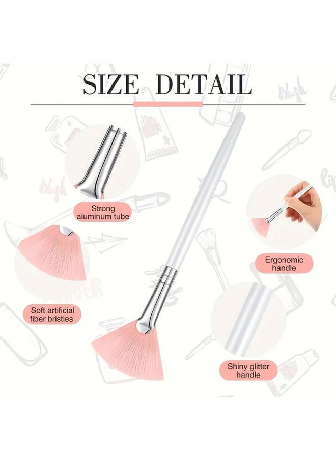 15 قطعة من فرشاة المكياج على شكل مروحة وردية لتطبيق قناع الوجه لطينة كريم السبا - Image 4