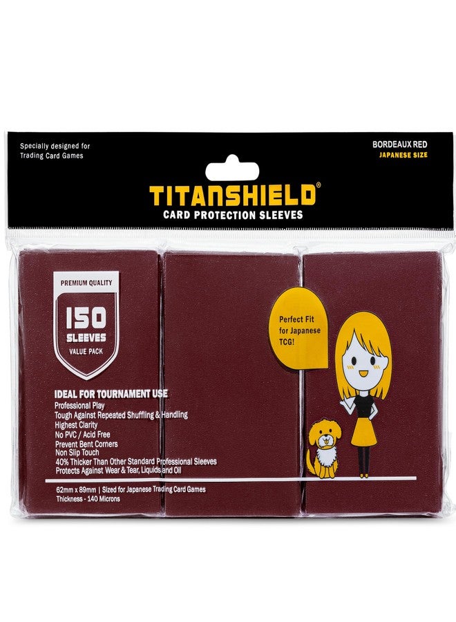 TitanShield (150 Sleeve/Bordeaux Red Small Japanese Sized Trading Card Sleeves Deck Protector for Yu-Gi-Oh, Cardfight!! Vanguard & More - Image 1