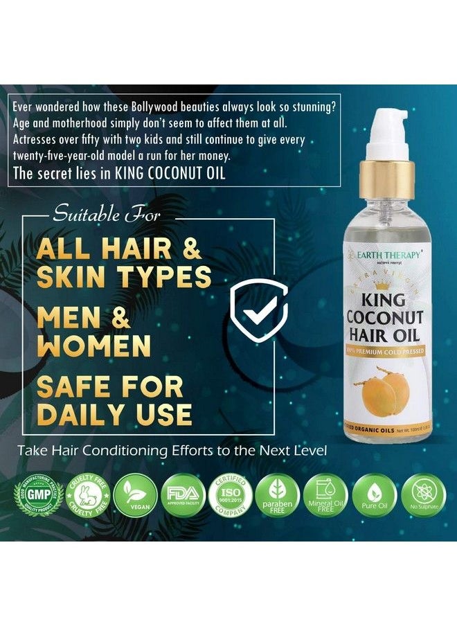 EARTH THERAPY - Set Of 2 X 100Ml King Coconut Oil All Purpose Hair And Skin Care For Men & Women - Image 1