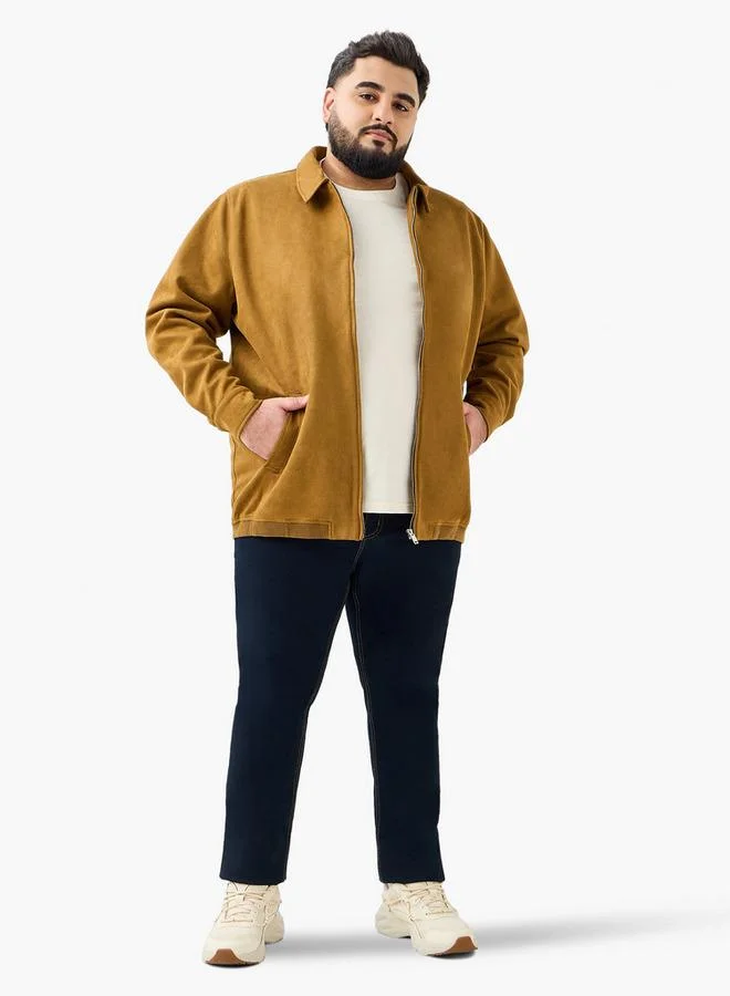 ماكسيم Men Regular Fit Suede Longline Jacket