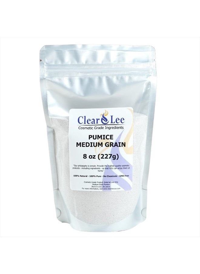 ClearLee - Cosmetic Grade Pumice - 100% Pure Natural Grain/Powder - Great for Skin Exfoliation in DIY Soaps, Masks, Scrubs for Face, Body, Foot (8oz, Medium Grain) - Image 1