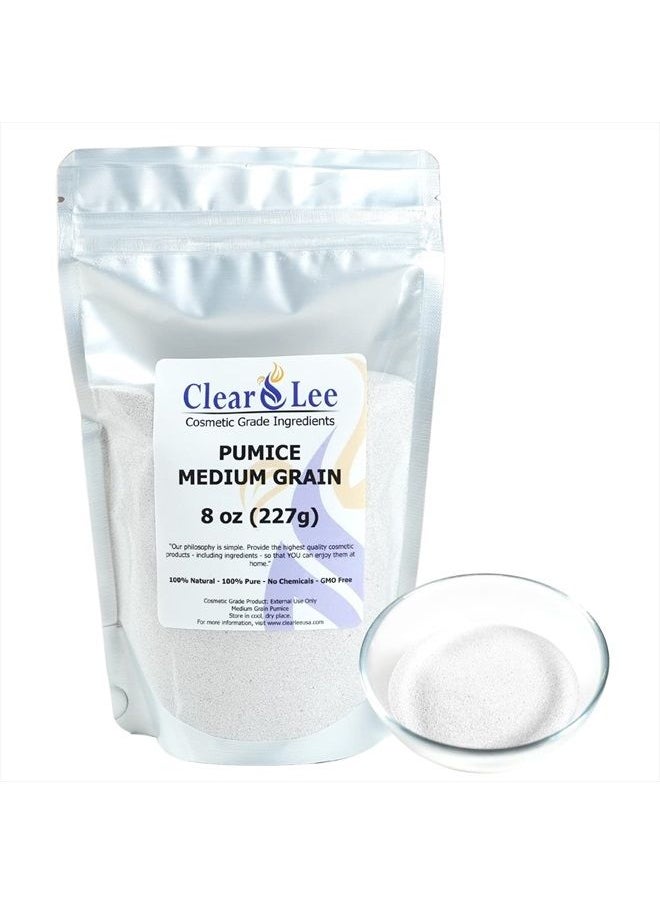 ClearLee - Cosmetic Grade Pumice - 100% Pure Natural Grain/Powder - Great for Skin Exfoliation in DIY Soaps, Masks, Scrubs for Face, Body, Foot (8oz, Medium Grain) - Image 1