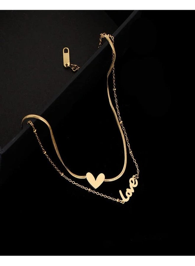 Thrillz Stylish Anklets For Women Love Heart Gold Plated Chain Anklet Gift For Sister Love Gifts Jewellery - Image 3