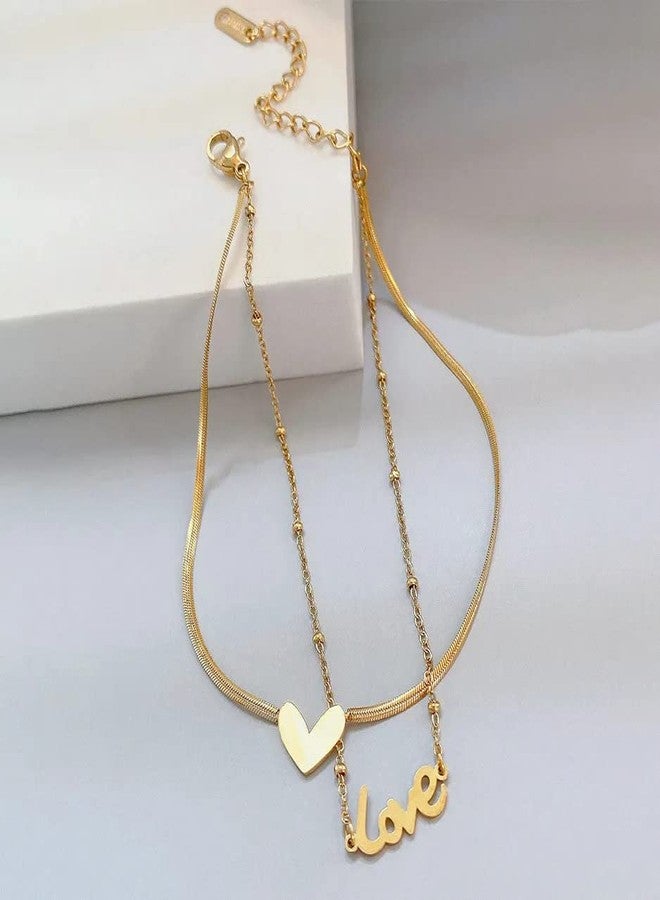 Thrillz Stylish Anklets For Women Love Heart Gold Plated Chain Anklet Gift For Sister Love Gifts Jewellery - Image 5
