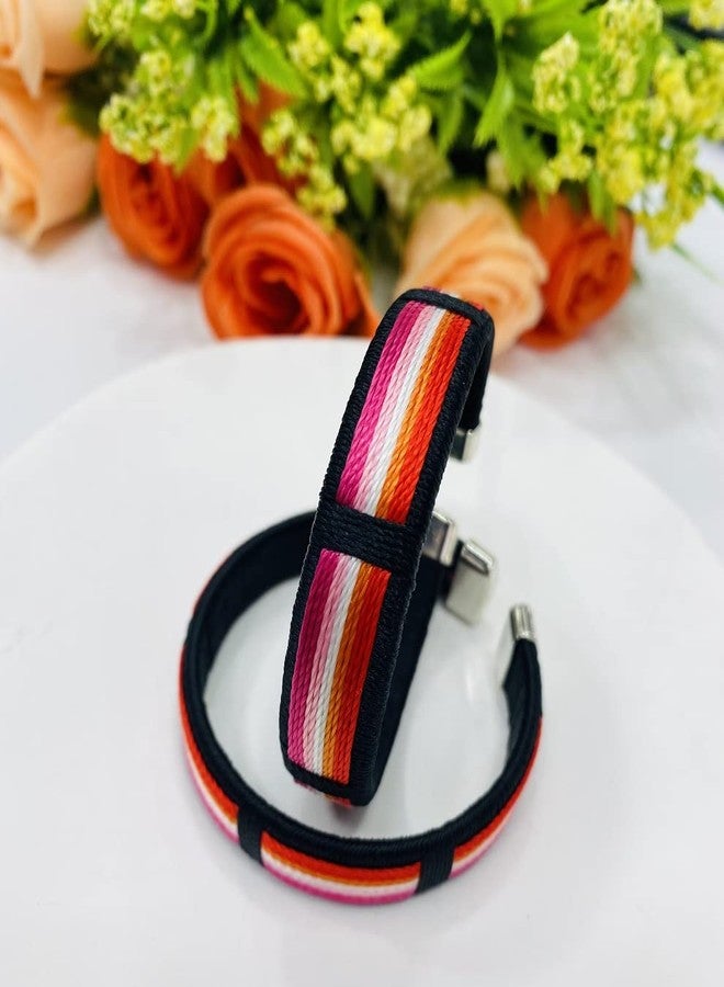 mintolex LGBT Pride Bracelet for Lesbian Pride Bracelet Handmade Nylon Adjustable Wristband Watch Band Rainbow Bracelets for Women Parade Open Bracelet(2pcs) - Image 4