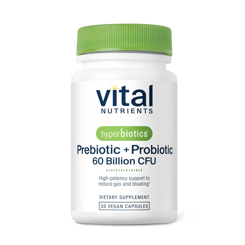 Hyperbiotics Vital Nutrients Prebiotic and Probiotic for Women and Men 60 Billion CFU Pre and Probiotics Supports Digestive Health Constipation Diarrhea Gas Bloating 30 Vegan Capsules
