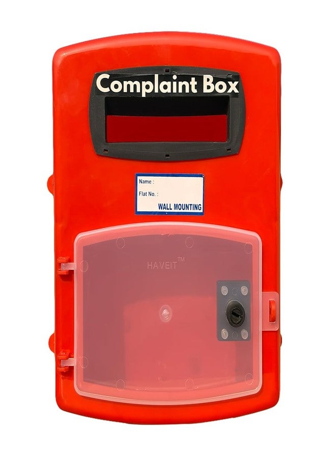 HaveIt® Front Door Wall Mounted Heavy Plastic Letter Box,Suggestion Box,Compliant Box for Home/Offices/Colleges/Institutions/Schools with Lock (red Color, 25 cm x 26 cm x 11 cm) (Complaint Box) - Image 1