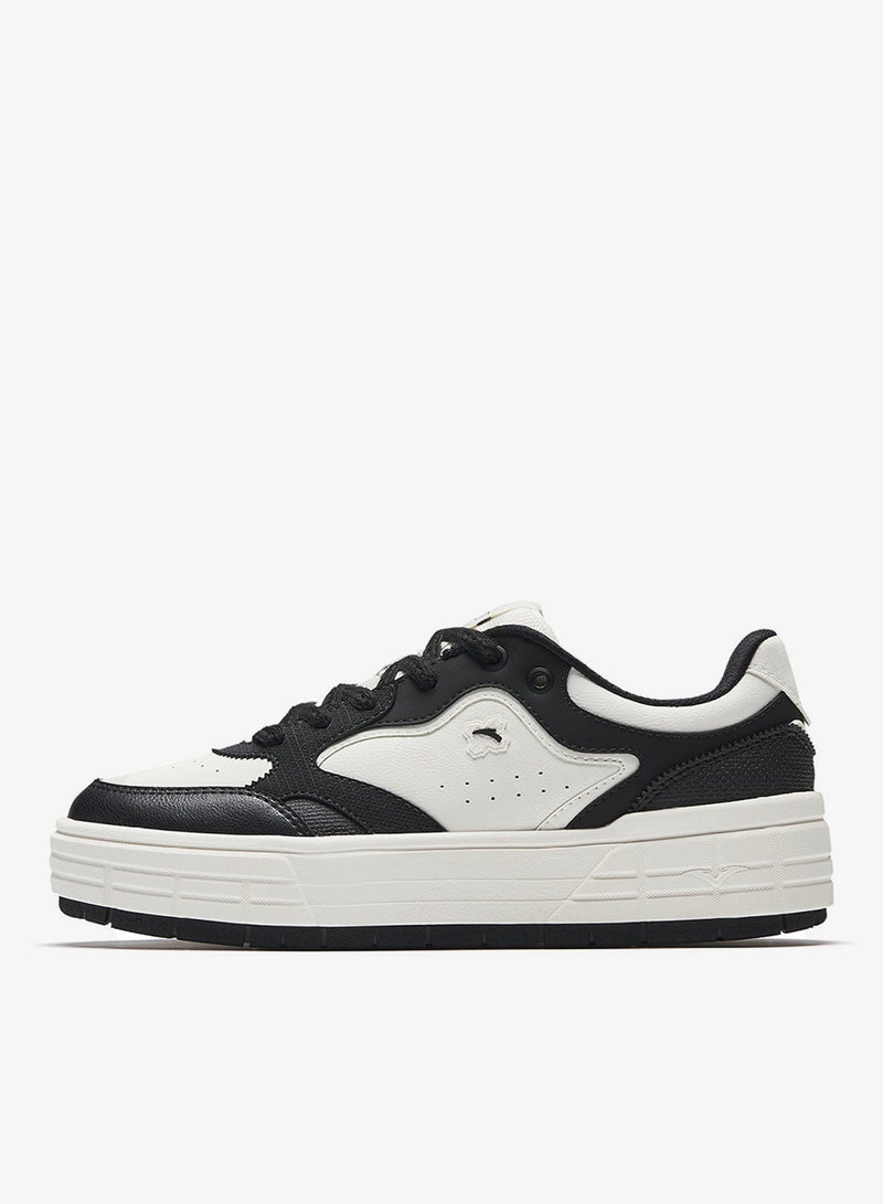 ANTA Women’s Platform Court Sneakers – Retro Casual White Trainers - Image 1
