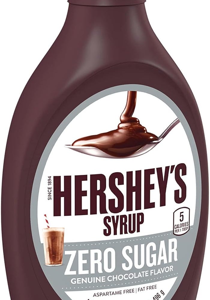 HERSHEY'S Zero Sugar Chocolate Syrup, 17.5 oz - Aspartame-Free, Fat-Free Dessert Topping - Image 2