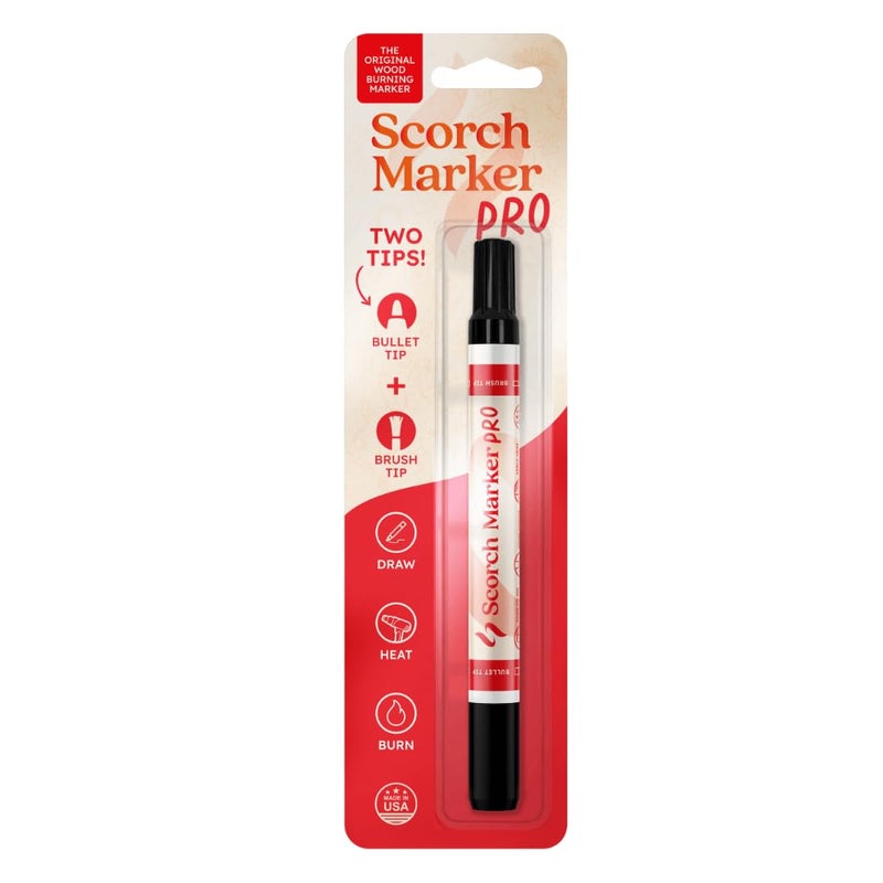 Scorch Marker - Wood Burning Marker, 2 in 1 Pyrography Kit for Adults, Woodburning Tool for Crafts, Stencils & Letters, DIY Pen Kit with Brush & Bullet Tips, Engraving Pen for Wood Burning Projects - Image 1