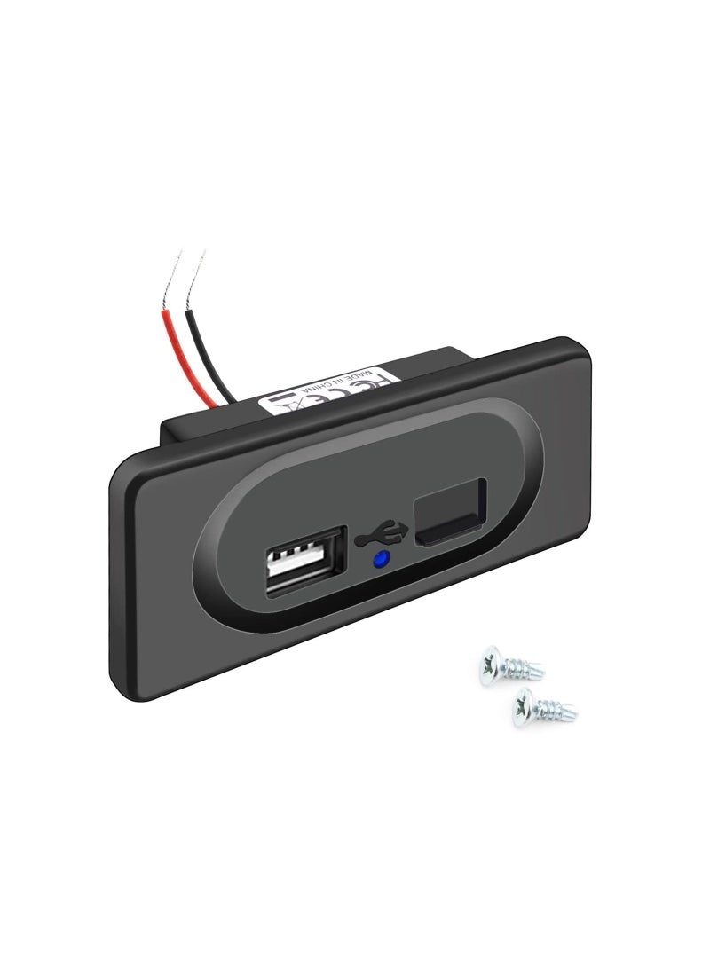 Y&D 3.1A Dual USB Car Charger Socket, 12V-24V Fast Outlet Waterproof Socket Charging Adapter for RV, Boat, Motorcycle, Truck,Caravan - Image 1