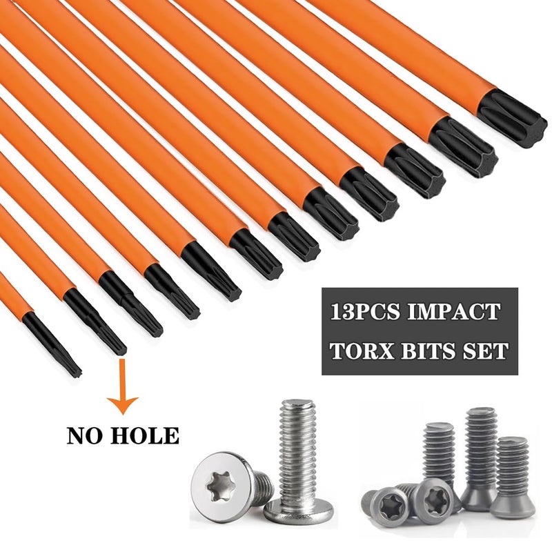 Saipe 13-Piece 6 inch /150 mm Long Torx Bit Set for Impact Driver, S2 Steel Star Bit Set (T5-T40), 1/4'' Hex-Shank Magnetic Torx Screwdriver Bit, Torx Head Drill Bit Set with CNC Machined Tips - Image 3