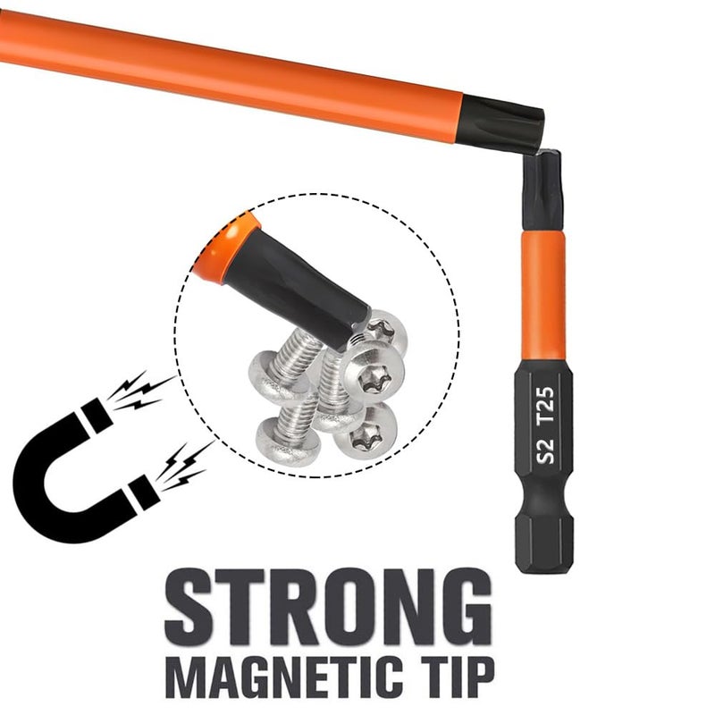 Saipe 13-Piece 6 inch /150 mm Long Torx Bit Set for Impact Driver, S2 Steel Star Bit Set (T5-T40), 1/4'' Hex-Shank Magnetic Torx Screwdriver Bit, Torx Head Drill Bit Set with CNC Machined Tips - Image 5