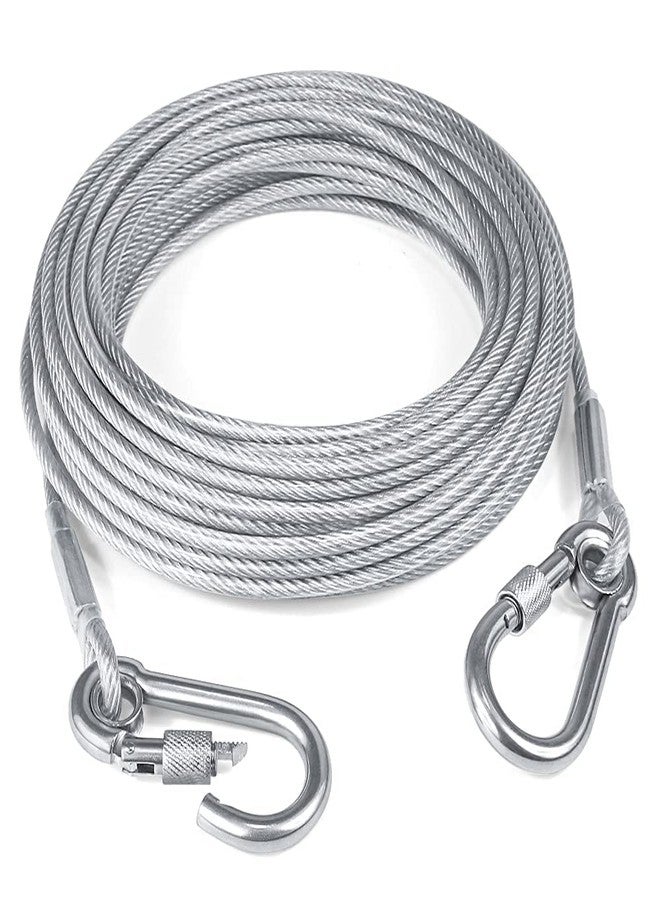 TREENERAL Reflective Dog Tie Out Cable for Dogs Up to 250 Pounds, Steel Wire Dog Leash Cable with Stainless Dual Fix Buckle, Lightweight and Durable, Dog Chains Outside for Outdoor,Yard,Camping - Image 1