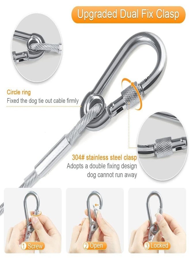 TREENERAL Reflective Dog Tie Out Cable for Dogs Up to 250 Pounds, Steel Wire Dog Leash Cable with Stainless Dual Fix Buckle, Lightweight and Durable, Dog Chains Outside for Outdoor,Yard,Camping - Image 3