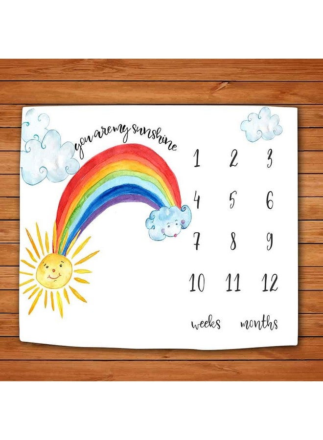 LYLYCTY Baby Monthly Milestone Blanket Wreath And Frame Rainbow Sun Photo Prop For Newborn Baby Growth Photography Background For Baby 47X40 Inches Btdsly40 - Image 4