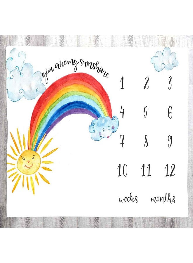 LYLYCTY Baby Monthly Milestone Blanket Wreath And Frame Rainbow Sun Photo Prop For Newborn Baby Growth Photography Background For Baby 47X40 Inches Btdsly40 - Image 2