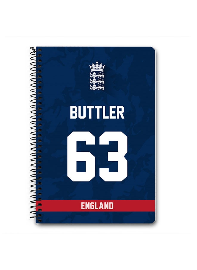 Stylizedd - Designer A5 Spiral Notebook Memo Notepad Journal Player - Jos Buttler, Jersey Number -63 (With Logo) - Image 1