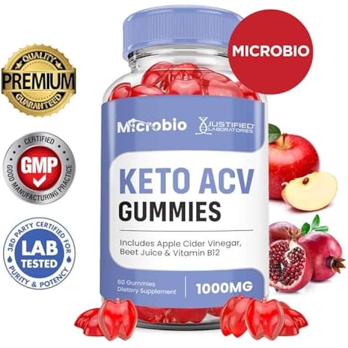 Justified Laboratories (2 Pack Microbio Keto ACV Gummies Advanced Formula 1000MG Micro Bio Keto Gummies Apple Cider Vinegar Formulated with Pomegranate Beet Juice Powder B12 Vegan Non GMO120 Gummys - Image 3
