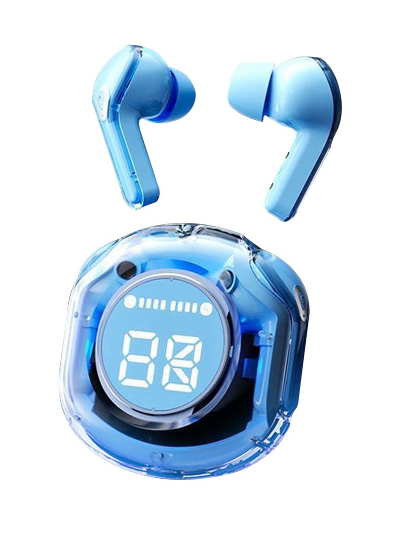 سماعات أذن لاسلكية فاخرة، مظهر شفاف مع شاشة LED وحافظة شحن، سماعات أذن بلوتوث 5.3 مع ميكروفون للهاتف والكمبيوتر اللوحي والكمبيوتر المحمول والرياضة، سماعات رأس عالية الجودة - Image 1