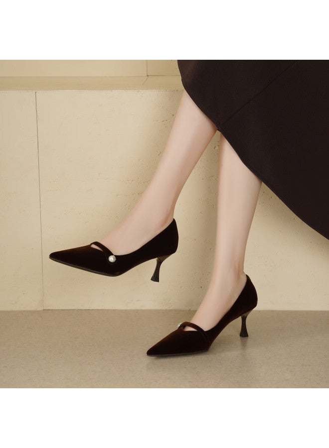 dme Demana Pearl-embellished Suede Women's Loafers High-end Commuter Versatile Work Shoes - Image 3