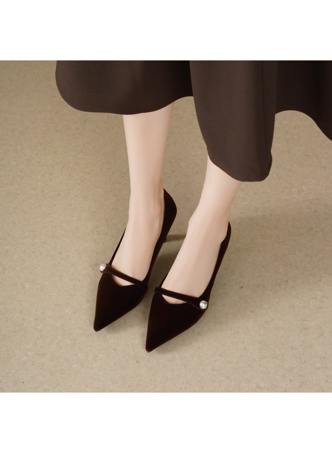 dme Demana Pearl-embellished Suede Women's Loafers High-end Commuter Versatile Work Shoes - Image 4