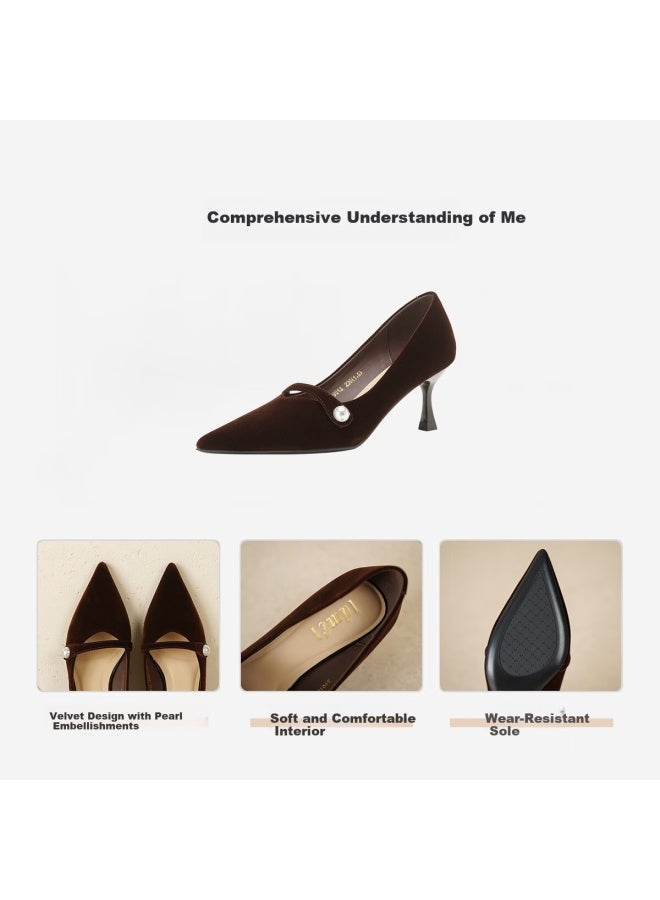 dme Demana Pearl-embellished Suede Women's Loafers High-end Commuter Versatile Work Shoes - Image 5