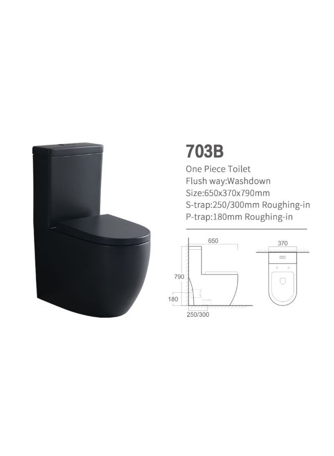 DANUBE HOME Milano Bravo WC S Trap Rimless 670*375*810 - Matte Black 1 Pc | Ceramic Water Closet S Trap | Toilet Bowl Water Closet WC Tank For Toilet Bathroom Washroom - Matt Black - Image 1