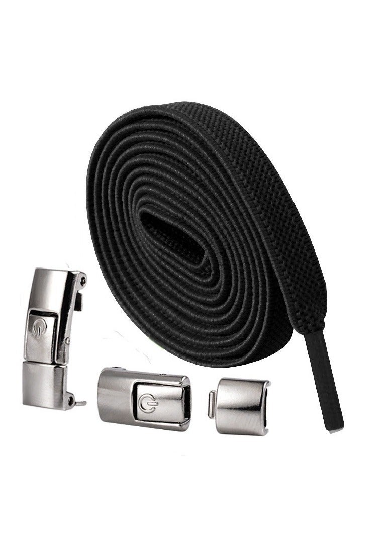 أربطة أحذية مسطحة مسطحة بدون أربطة مع مشبك معدني ملون للكبار الأطفال أربطة أحذية بدون أربطة