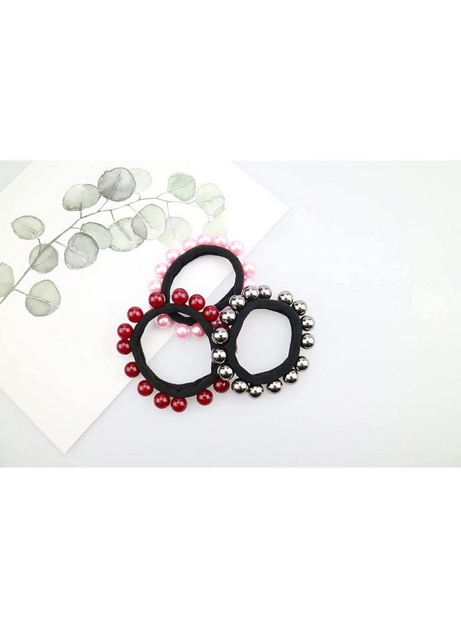 ادفانسد إستور أربطة شعر من اللؤلؤ ومرصعة بالخرز ومرنة ومرنة وربطات شعر وربطات شعر وربطات ذيل حصان وإكسسوارات شعر للنساء والفتيات (6 قطع) من advancedestore - Image 3