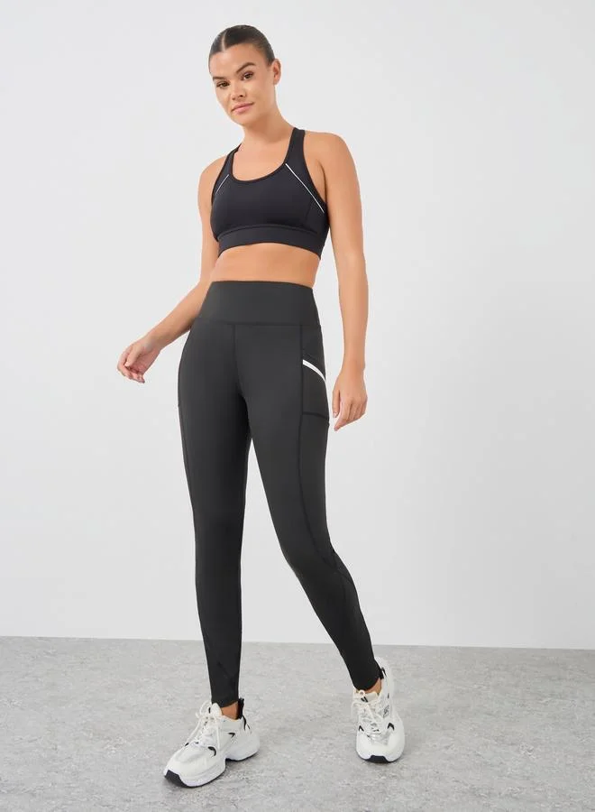 ستايلي Styli Side Pocket Reflective Detail Raw Edge Leggings