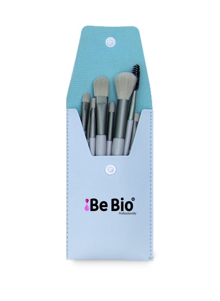 Be Bio Professionally Mini Makeup Brush Set – 8 Pieces with Bionic Fiber Brushes & Luxury Leather Storage Case - Image 1