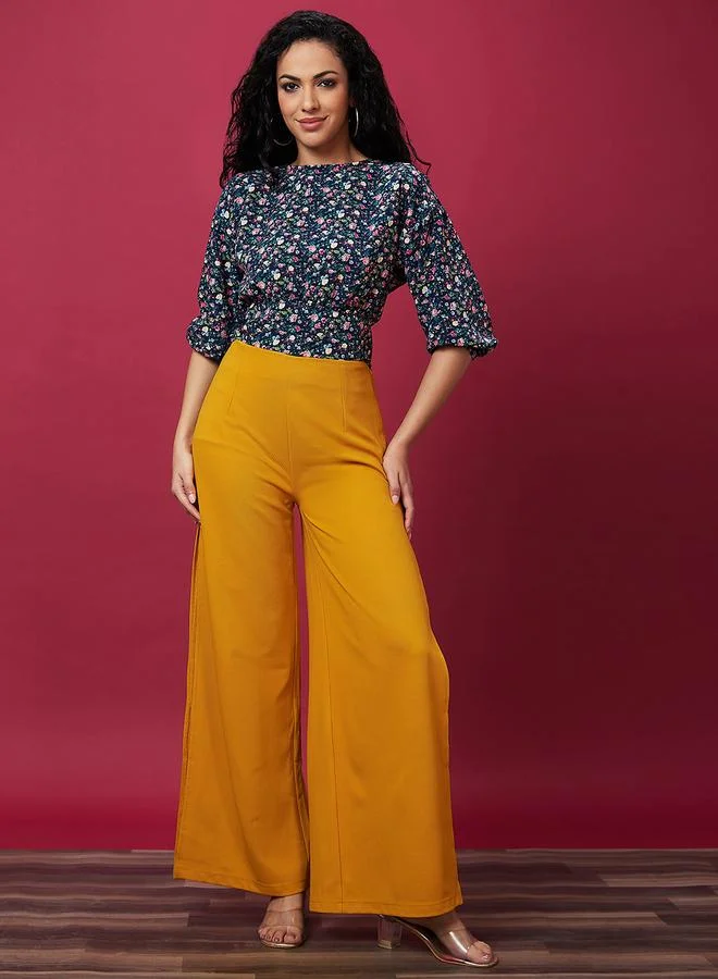 globus Globus Solid High-Rise Side Slit Loose Fit Trousers
