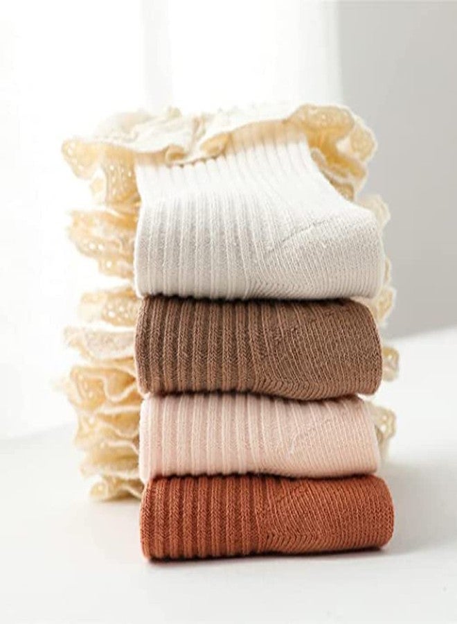 Azonee Baby Girls Knee High Socks Toddlers Newborn Infant Bow Princess Dress Dance Knit Socks Tube Ruffled Uniform Stockings, 5 Pairs, Multicolor, 1-3 Years, multi, Multicolor, 1-3 Years - Image 4
