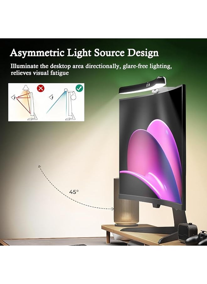 شريط إضاءة شاشة الألعاب مع إضاءة خلفية RGB للعناية بالعين بدون وهج شاشة LED بـ 3 درجات حرارة ألوان وتحكم باللمس قابل للتعتيم لألعاب الكمبيوتر والمكتب والحفلات التعليمية المنحنية