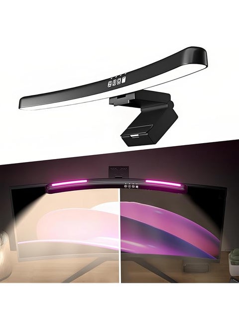 شريط إضاءة شاشة الألعاب مع إضاءة خلفية RGB للعناية بالعين بدون وهج شاشة LED بـ 3 درجات حرارة ألوان وتحكم باللمس قابل للتعتيم لألعاب الكمبيوتر والمكتب والحفلات التعليمية المنحنية