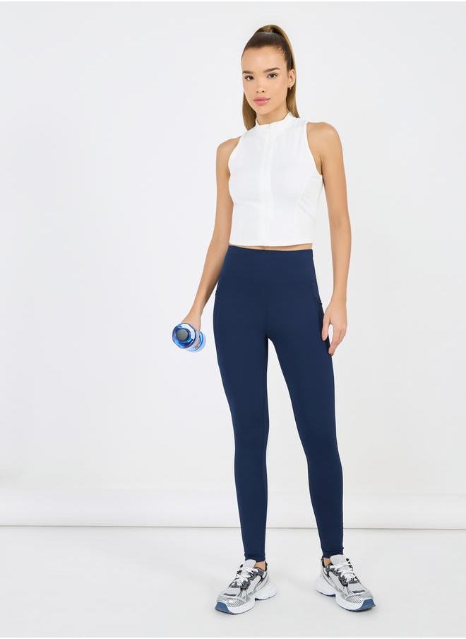 Styli Single Leg Dotted Line Reflective & Pocket Detail Leggings  - Image 1