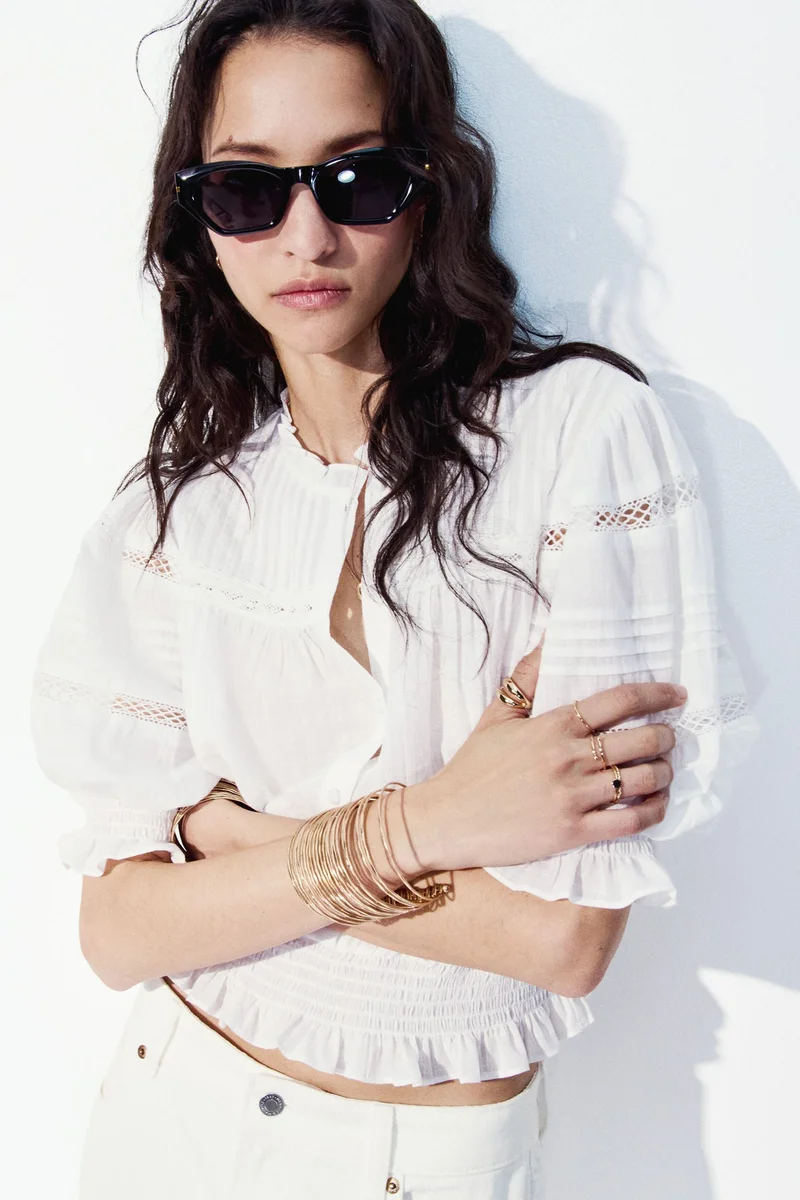 H&M Pintucked cotton blouse
